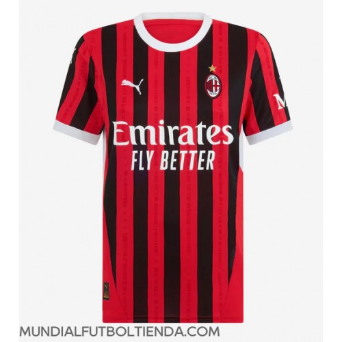 Camiseta AC Milan Primera Equipación Replica 2024-25 para mujer mangas cortas